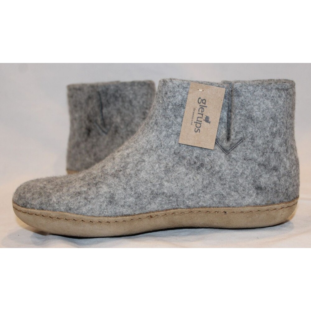 Glerups 100% Gray Wool Women’s Sz EU 37 Sz US 6.5 Rubber Outsole Slipper Booties